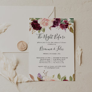 Rustieke bloemenavond voor repetitie diner kaart