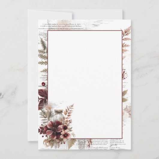 rustieke bloemenblanco bruiloft kaart (Voorkant)