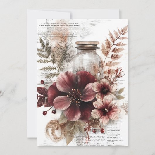  rustieke bloemenblanco bruiloft kaart (Achterkant)