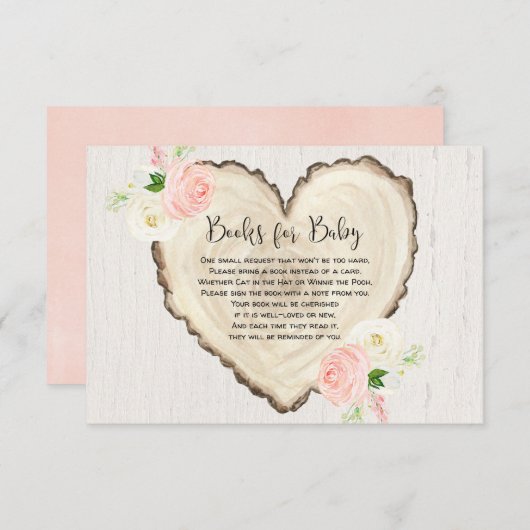 Rustieke bloemenboek verzoek meisje baby shower informatiekaartje (Voorkant / Achterkant)