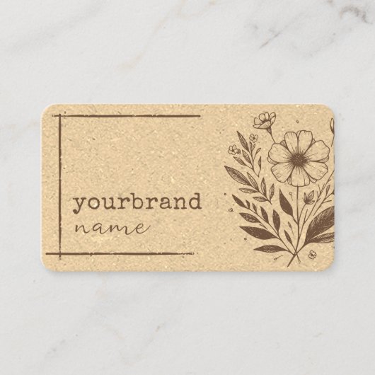 Rustieke Bloemenboetiek Bloem Kraft Papier Beige Visitekaartje (Voorkant)