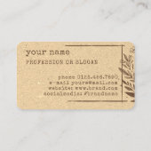 Rustieke Bloemenboetiek Bloem Kraft Papier Beige Visitekaartje (Achterkant)