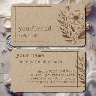 Rustieke Bloemenboetiek Bloem Kraft Papier Beige Visitekaartje