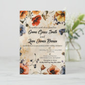 Rustieke bloemenboho kleurrijke bruiloft uitnodigi kaart (Staand voorkant)