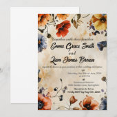 Rustieke bloemenboho kleurrijke bruiloft uitnodigi kaart (Voorkant / Achterkant)