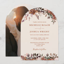 Rustieke Bloemenboog Foto Herfst Herfst Herfst Tro Kaart