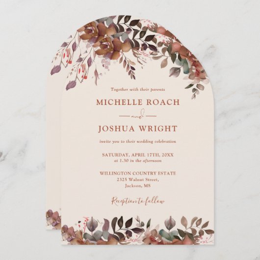 Rustieke Bloemenboog QR Code Herfst Herfst Herfst Kaart (Voorkant / Achterkant)