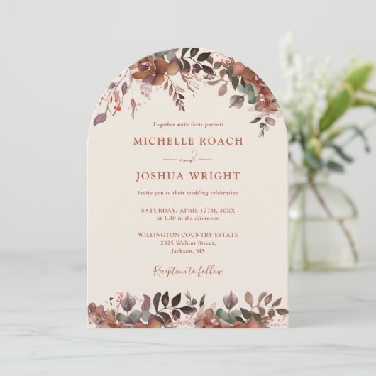 Rustieke Bloemenboog QR Code Herfst Herfst Herfst Kaart (Staand voorkant)