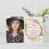 Rustieke bloemenbos vrouwen verjaardag foto kaart (Staand voorkant)