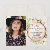 Rustieke bloemenbos vrouwen verjaardag foto kaart (Voorkant / Achterkant)