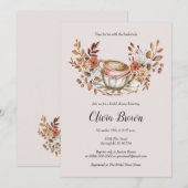 Rustieke bloemenbruids thee kaart (Voorkant / Achterkant)