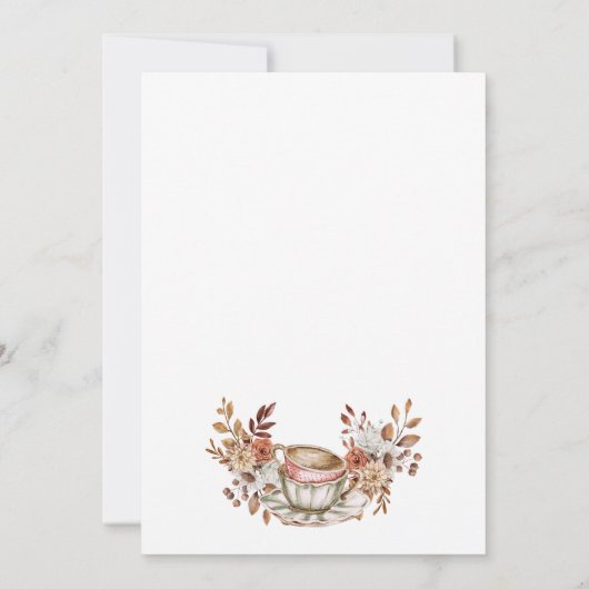 Rustieke bloemenbruids thee kaart (Achterkant)
