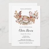 Rustieke bloemenbruids thee kaart (Voorkant / Achterkant)