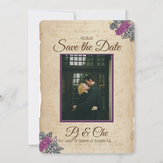 Rustieke bloemenbruiloft Bewaar de datum Save The Date (Achterkant)