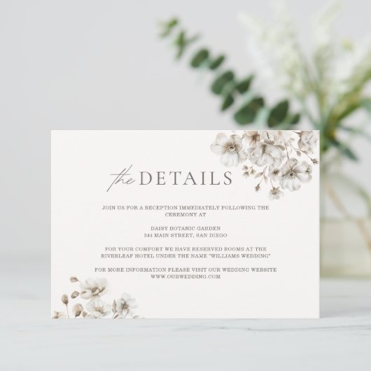 Rustieke bloemenbruiloft Details Behuizing Kaart (Staand voorkant)