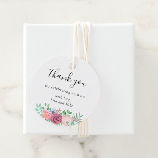 Rustieke bloemenbruiloft gunst dank u ronde bedankjes labels (In situ)
