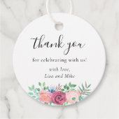 Rustieke bloemenbruiloft gunst dank u ronde bedankjes labels (Voorkant)