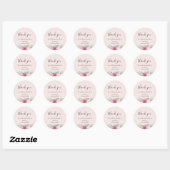 Rustieke bloemenbruiloft gunst dank u roze ronde sticker (Vel)