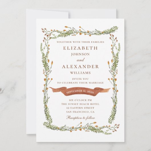 Rustieke bloemenbruiloft. Landelijke bloemen. bota Kaart (Voorkant)