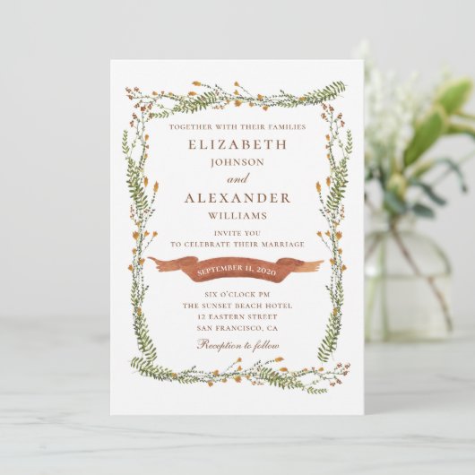 Rustieke bloemenbruiloft. Landelijke bloemen. bota Kaart (Staand voorkant)