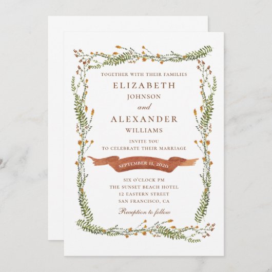 Rustieke bloemenbruiloft. Landelijke bloemen. bota Kaart