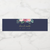 Rustieke bloemenbruiloft marine waterfles etiket (Enkel label)