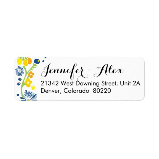Rustieke bloemenbruiloft retour adres label (Voorkant)