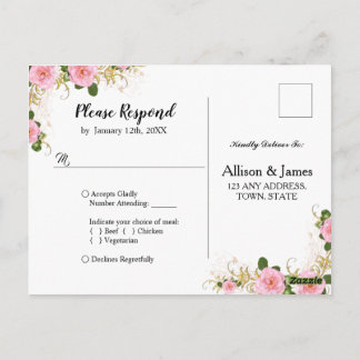Rustieke bloemenbruiloft Rsvp briefkaart
