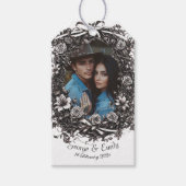 Rustieke bloemenbruiloft, sepia. cadeaulabel (Voorkant)