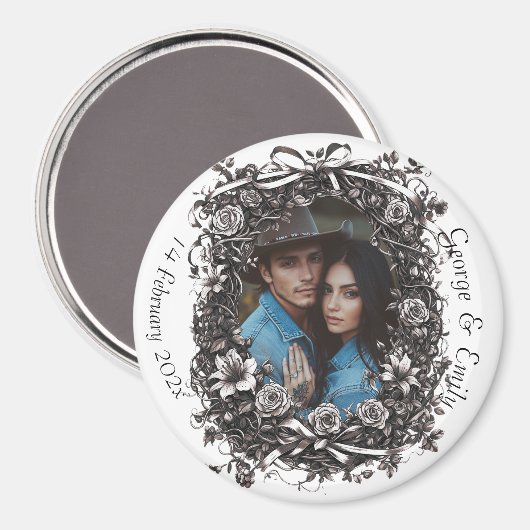 Rustieke bloemenbruiloft, sepia. magneet (Voorkant / Achterkant)