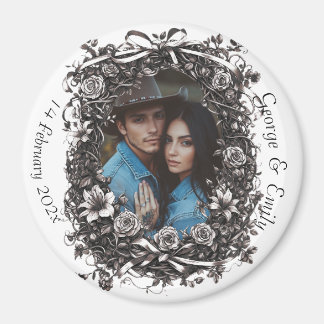 Rustieke bloemenbruiloft, sepia. magneet