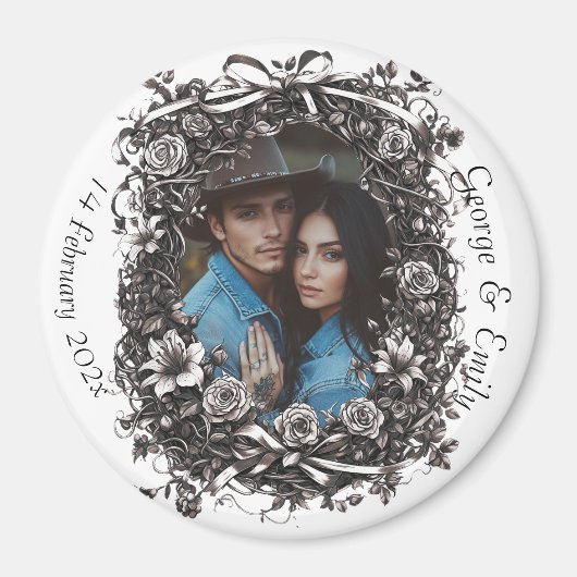 Rustieke bloemenbruiloft, sepia. magneet (Voorkant)