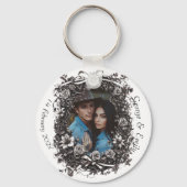 Rustieke bloemenbruiloft, sepia. sleutelhanger (Voorkant)