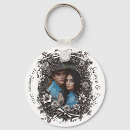 Rustieke bloemenbruiloft, sepia. sleutelhanger