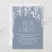 Rustieke bloemenbruiloft uitnodiging (Dusty Blue) (Voorkant)