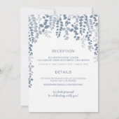 Rustieke bloemenbruiloft uitnodiging (Dusty Blue) (Achterkant)