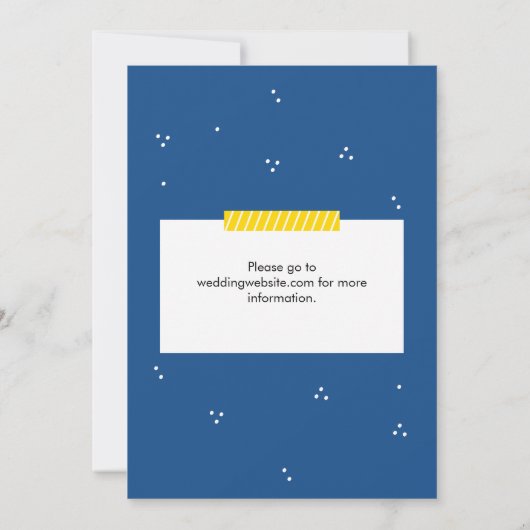 Rustieke bloemenbruiloft uitnodiging marine geel (Achterkant)