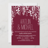 Rustieke bloemenbruiloft uitnodiging (Marsala wijn (Voorkant)