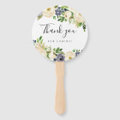 Rustieke bloemenbruiloft Welkom Hand Fan Handwaaier (Achterkant)