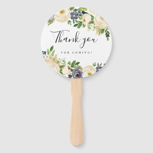 Rustieke bloemenbruiloft Welkom Hand Fan Handwaaier (Achterkant)