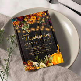 Rustieke bloemenbruine schuur hout Thanksgiving di Kaart