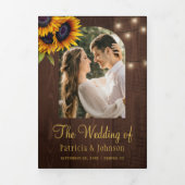 Rustieke bloemencollage QR RSVP bruiloft Drieluik Uitnodiging (Cover)