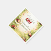Rustieke bloemendame lieveheersbeestje 1e verjaard servet (Hoek)