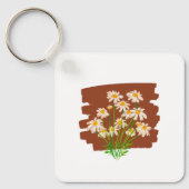 Rustieke bloemendesign op bruine achtergrond sleutelhanger (Voorkant)
