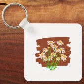 Rustieke bloemendesign op bruine achtergrond sleutelhanger (Voorkant)
