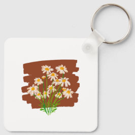 Rustieke bloemendesign op bruine achtergrond sleutelhanger