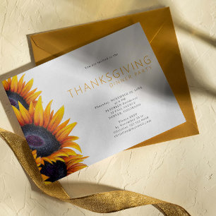 Rustieke bloemendiner Thanksgiving Uitnodiging