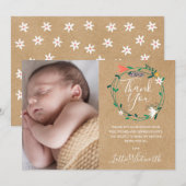 Rustieke bloemendoop, doop foto bedankkaart (Voorkant / Achterkant)