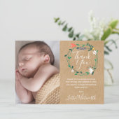 Rustieke bloemendoop, doopfeest foto bedankkaart (Staand voorkant)