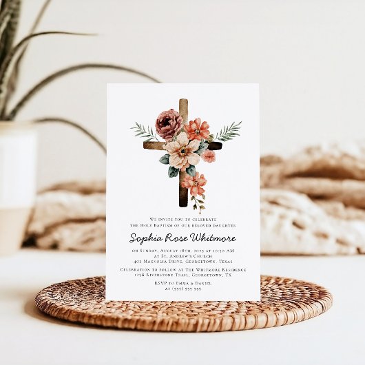 Rustieke bloemendoop kaart